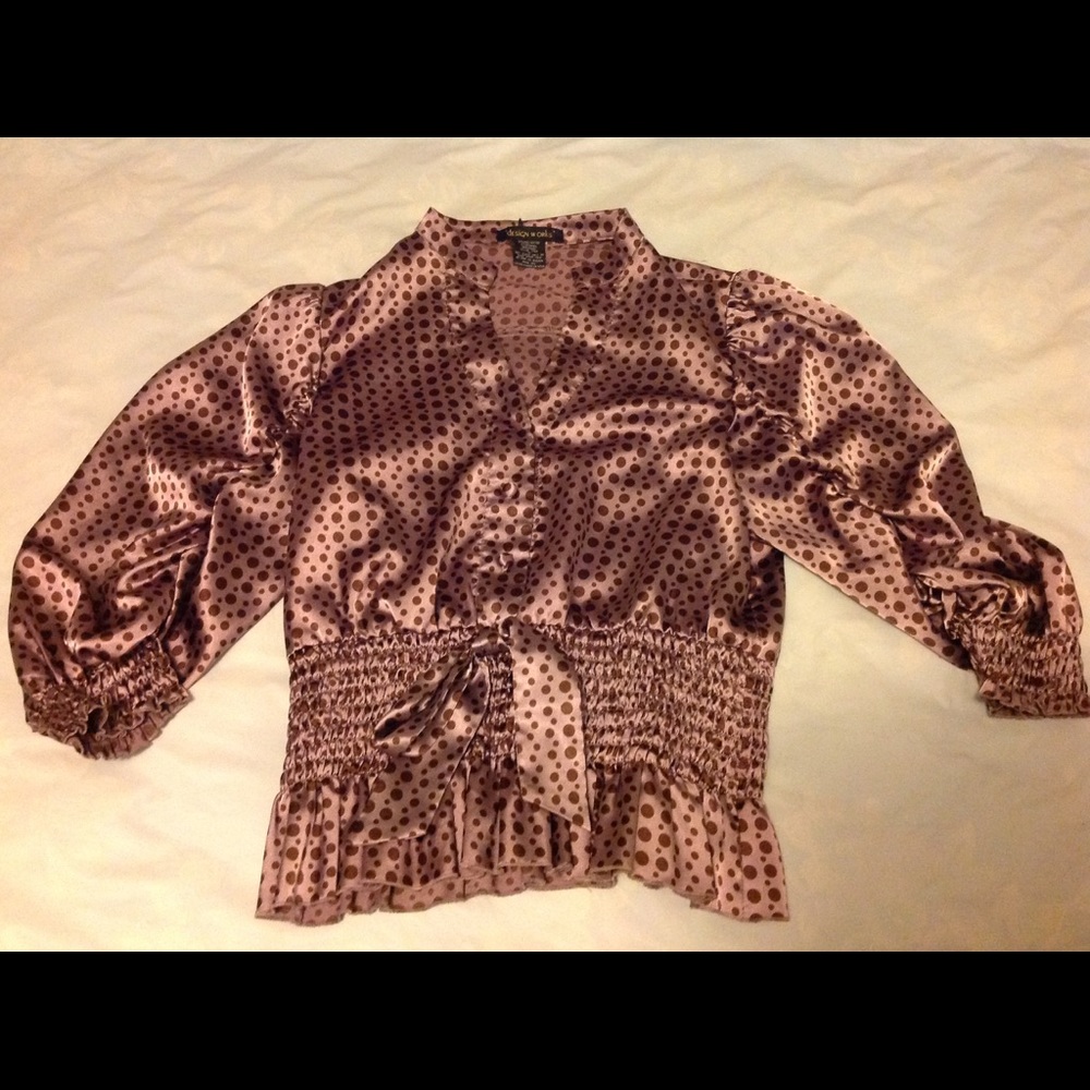 DESIGN WORKS pink and brown blouse